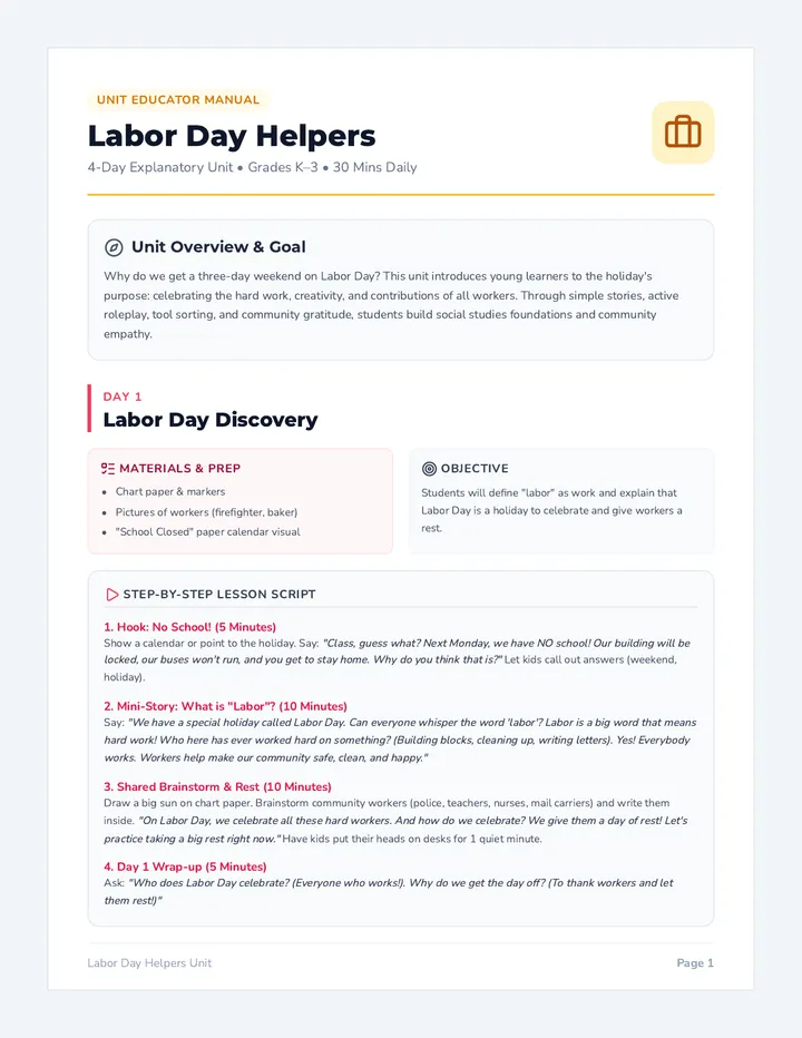 Labor Day Educator Guide