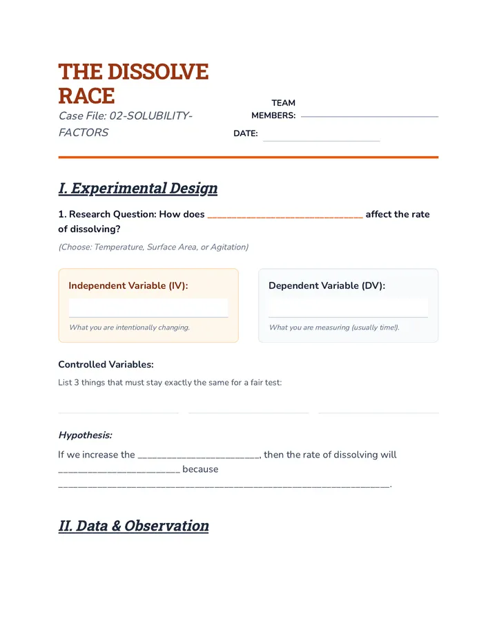 Dissolve Race Lab Report