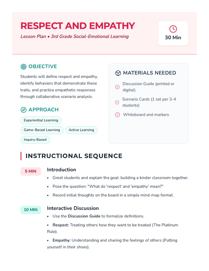 Respect and Empathy Lesson Plan