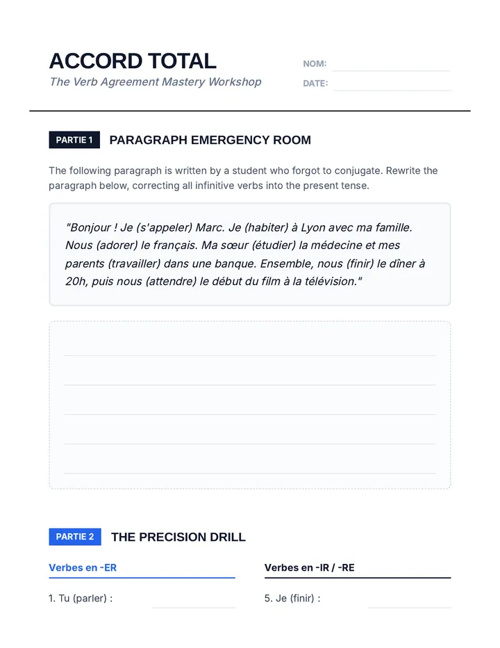 Verb Agreement Worksheet