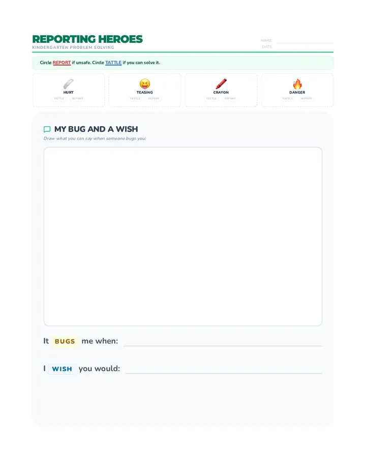 Reporting Heroes Worksheet