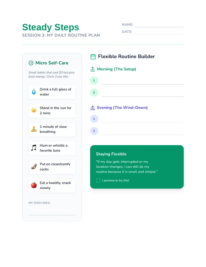 Steady Steps Worksheet