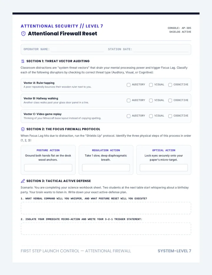 Distraction Shield Worksheet