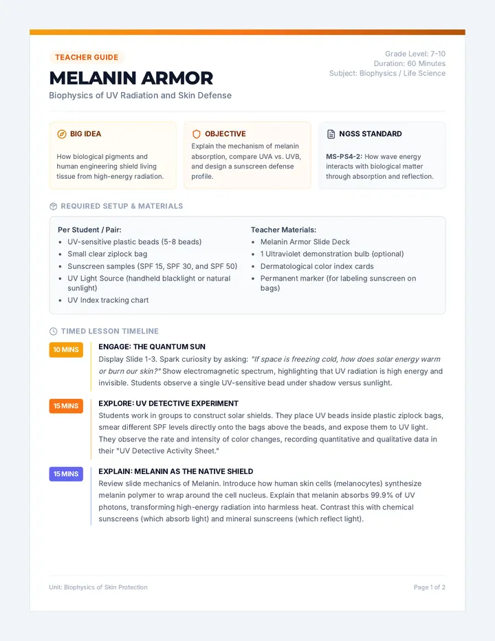 Melanin Armor Teacher Guide