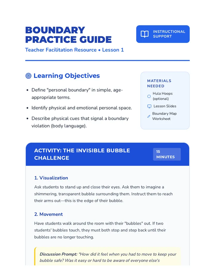 Boundary Practice Guide Teacher Resource