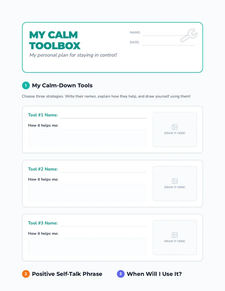 My Calm Toolbox Worksheet