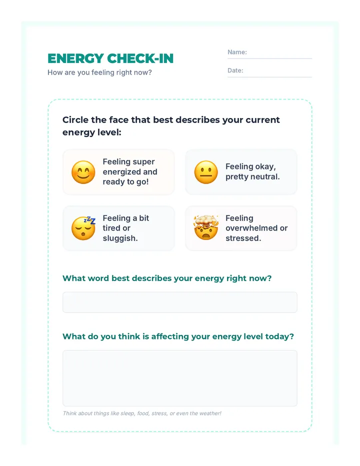 Energy Check-In Warm-Up