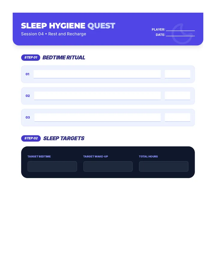Sleep Hygiene Worksheet Document
