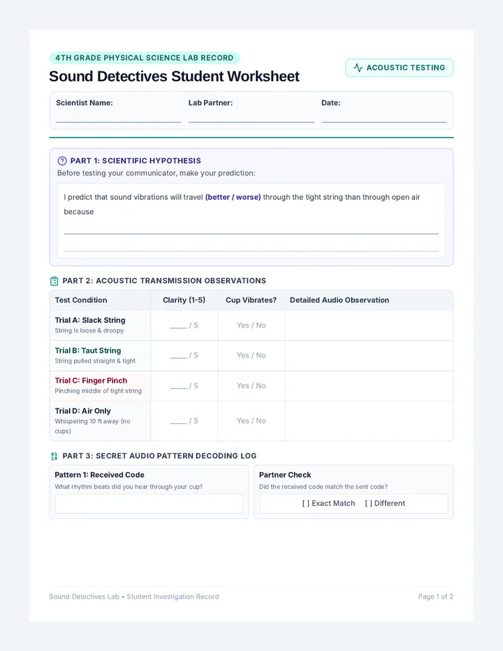 Sound Detectives Student Worksheet