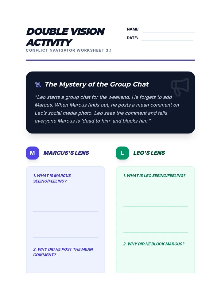 Double Vision Activity Worksheet