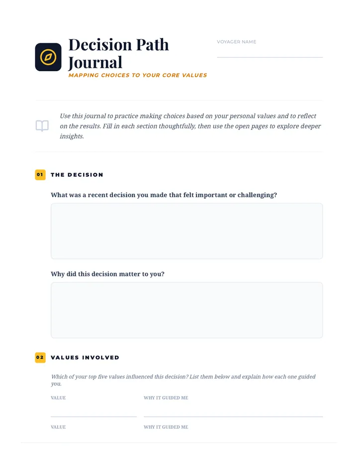 Decision Path Journal Worksheet