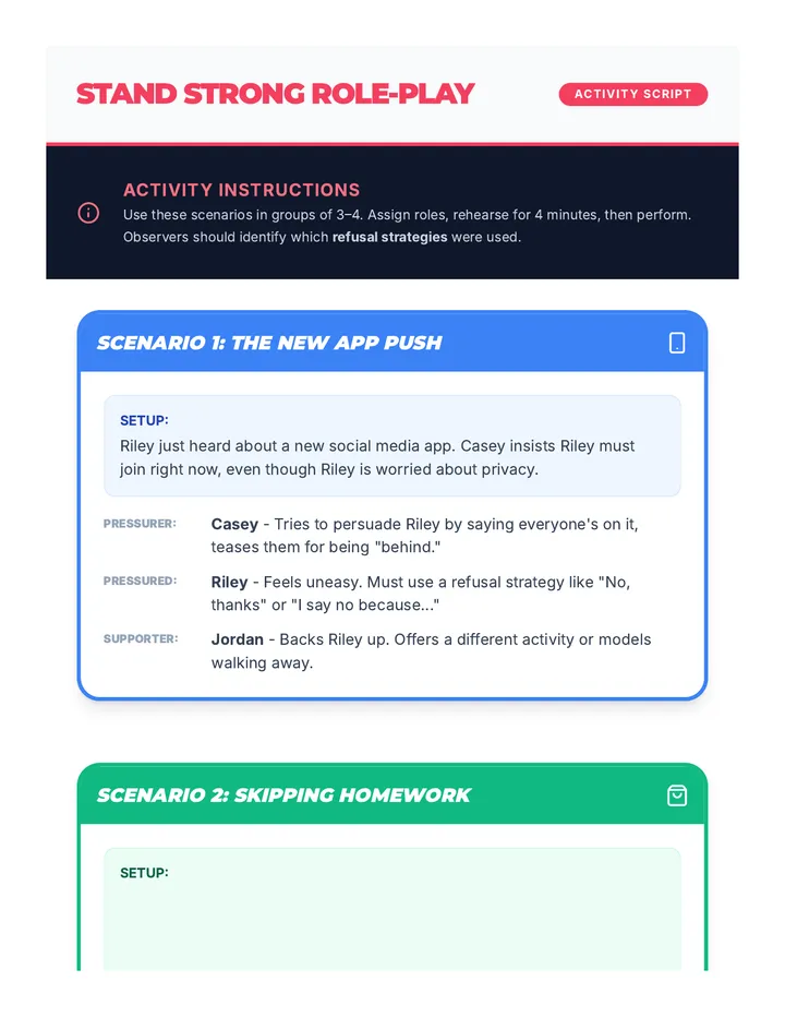 Stand Strong Activity Script