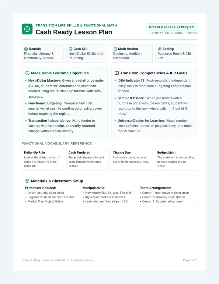 Cash Ready Lesson Plan