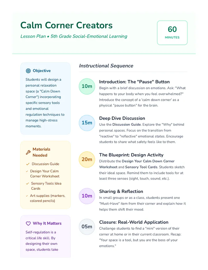 Calm Corner Creators • Lesson • Lenny.com
