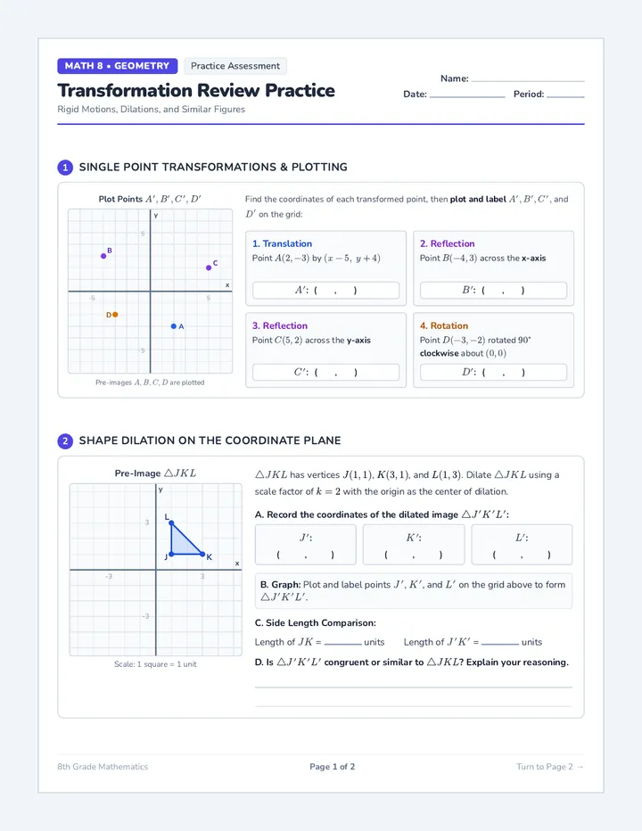 Transformation Review Worksheet