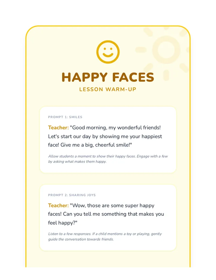 Happy Faces Warm Up