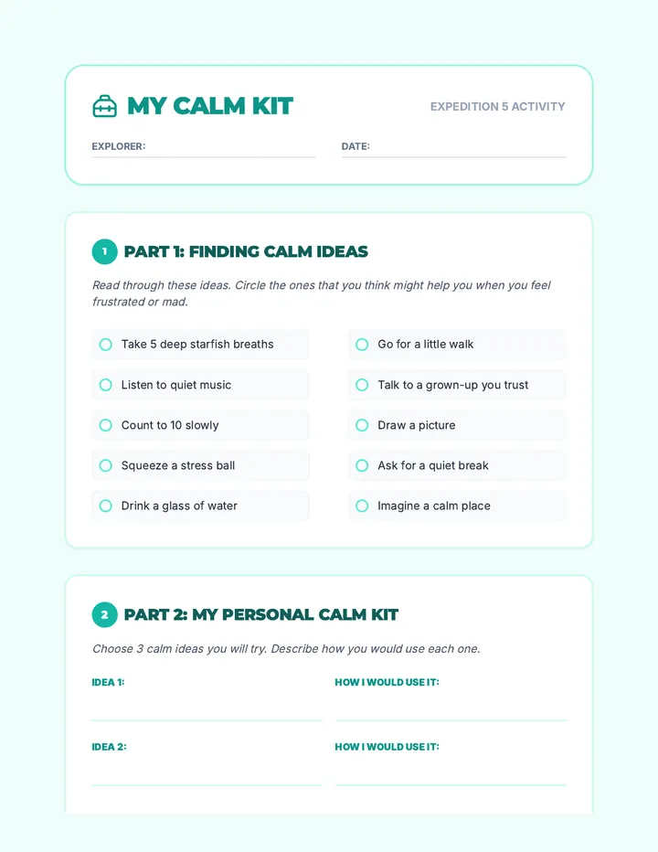 My Calm Kit Activity