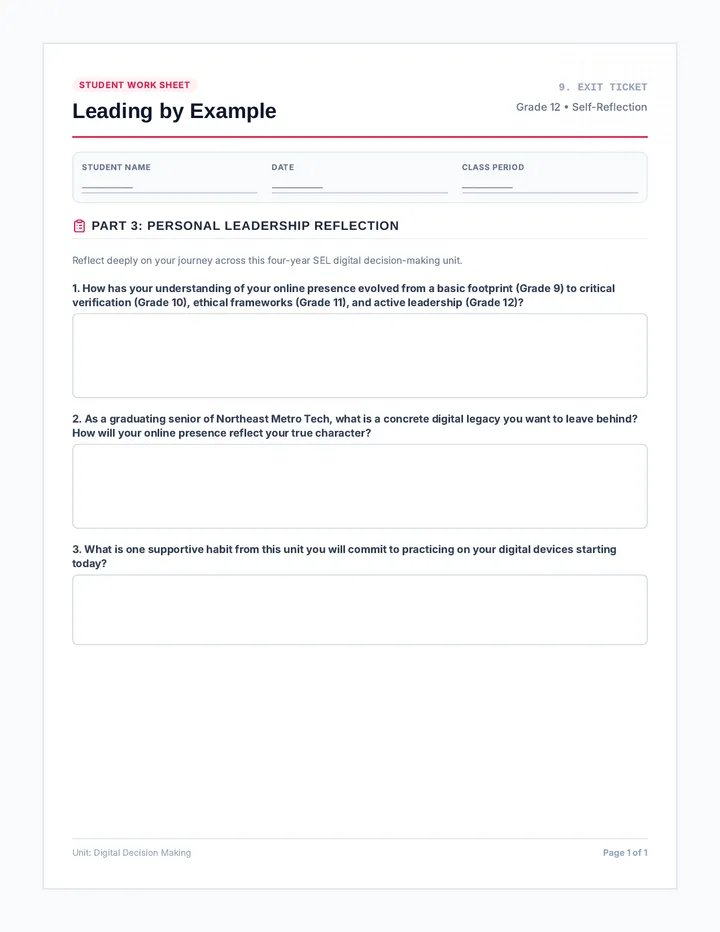 Leadership Student Exit Ticket