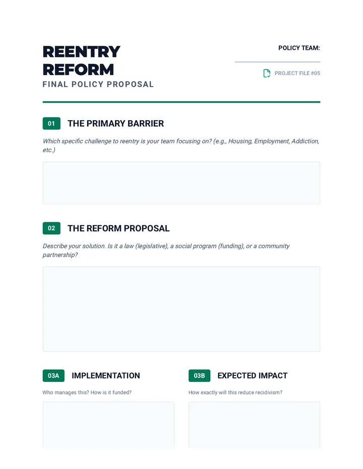 Reentry Reform Proposal Template