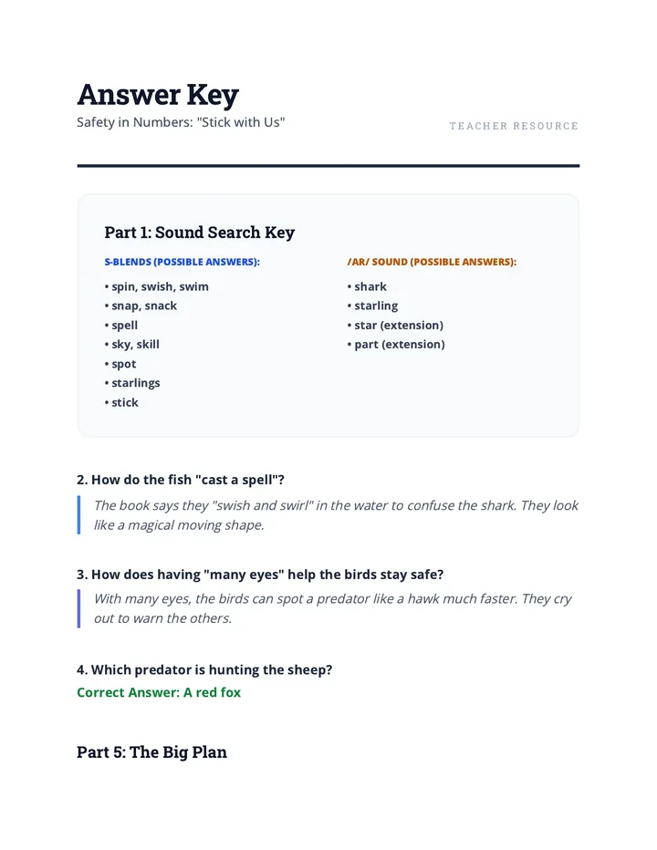 Safety in Numbers Answer Key
