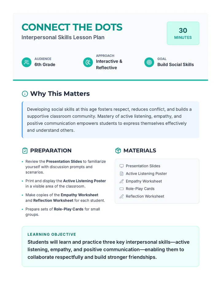 Connect the Dots Lesson Plan
