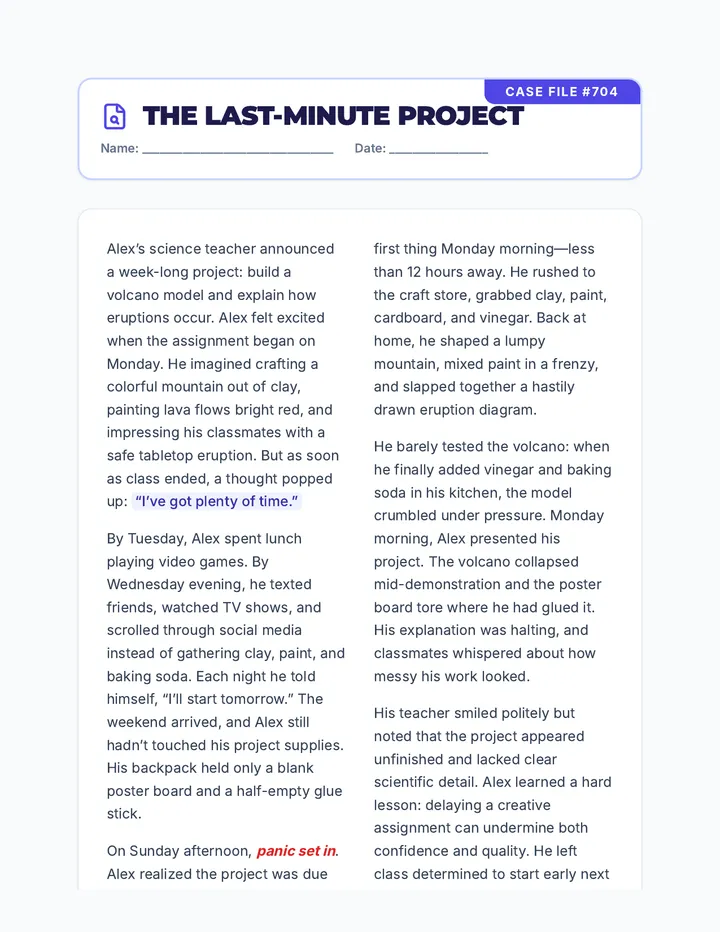 The Last-Minute Project Case Study Worksheet