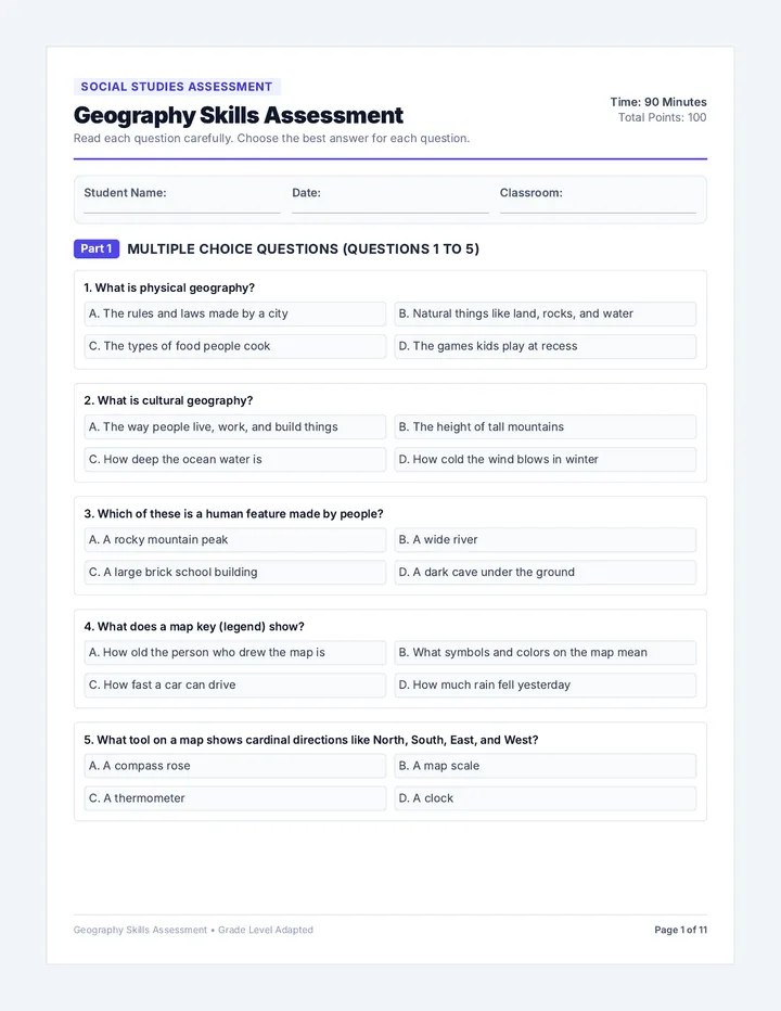Geography Mastery Assessment