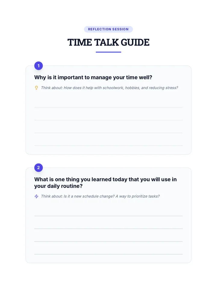 Time Talk Discussion Questions