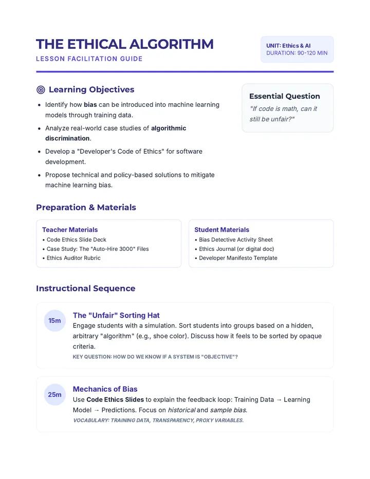 Ethical Algorithm Lesson Plan