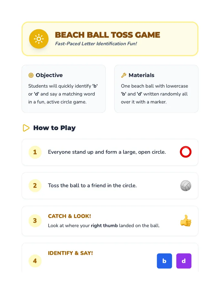 B and D Beach Ball Toss Game Guide