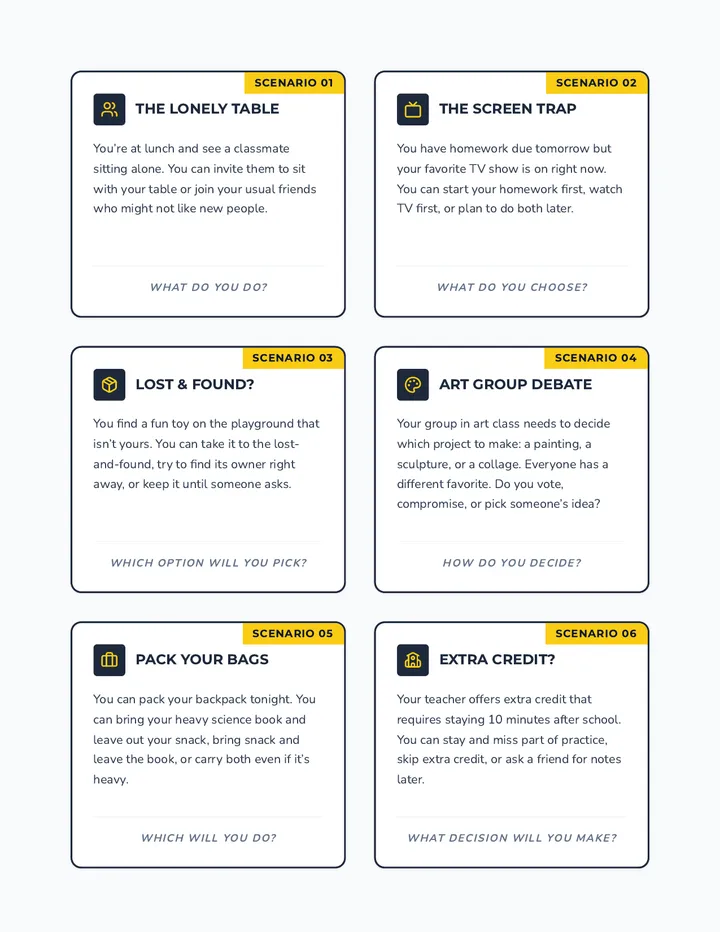 Decision Scenario Cards Activity