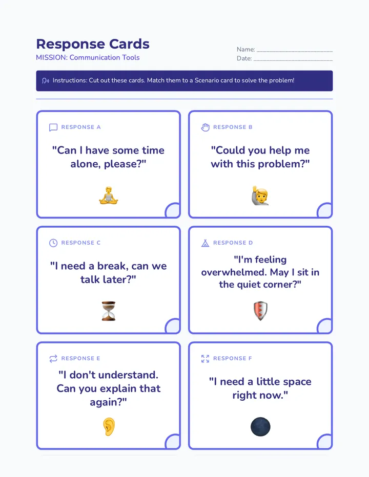 Response Cards Activity