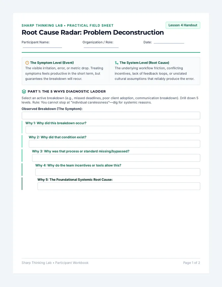 Root Cause Radar Participant Worksheet