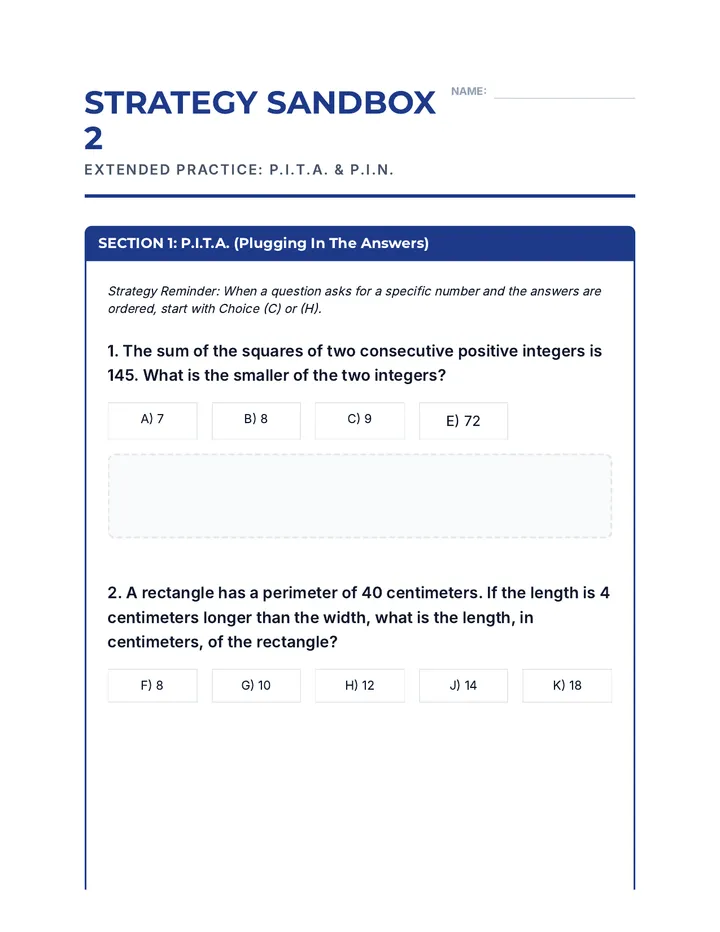 Strategy Sandbox 2 Worksheet