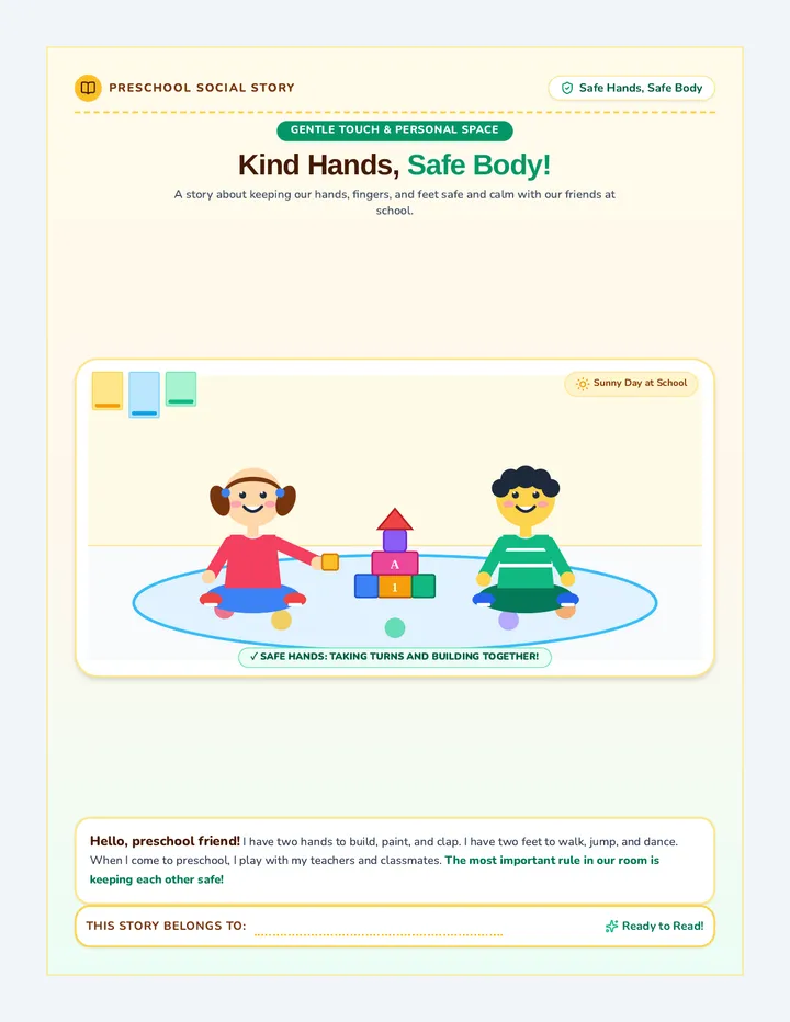 Kind Hands Safe Body Social Story