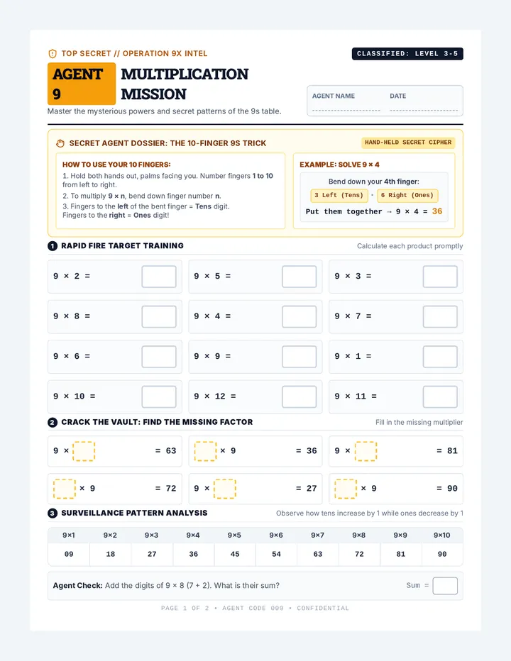 Agent Nine Mission Worksheet