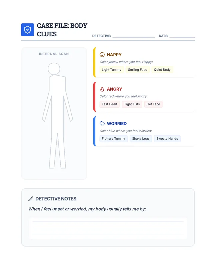 Body Clues Worksheet
