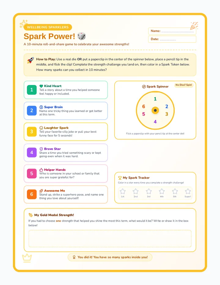 Spark Power Game Sheet