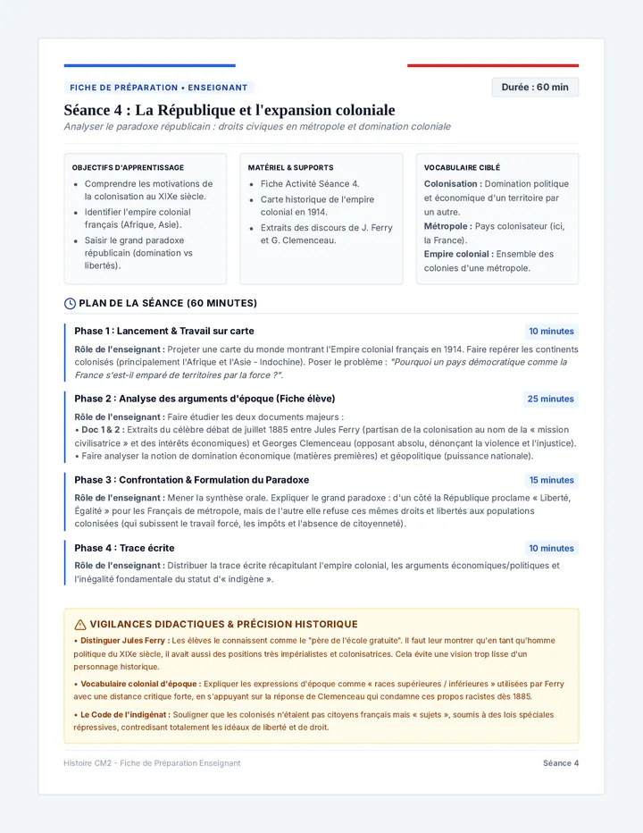 Guide Séance Coloniale Teacher Guide
