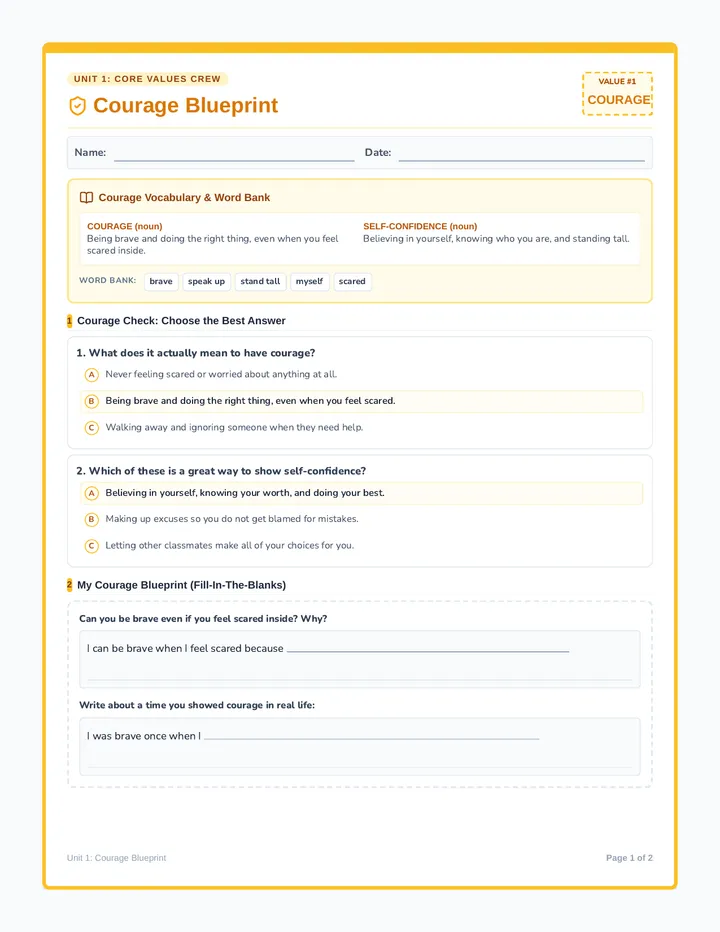 Courage Blueprint Worksheet