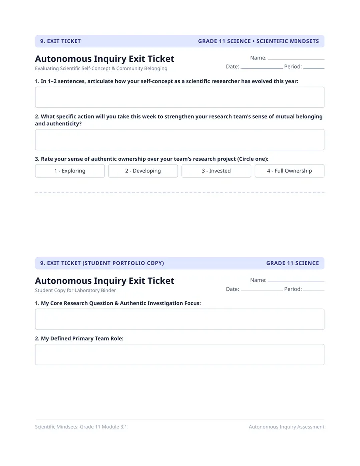 Autonomous Inquiry Exit Ticket