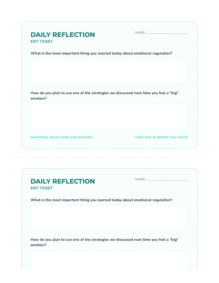 Reflection Exit Ticket