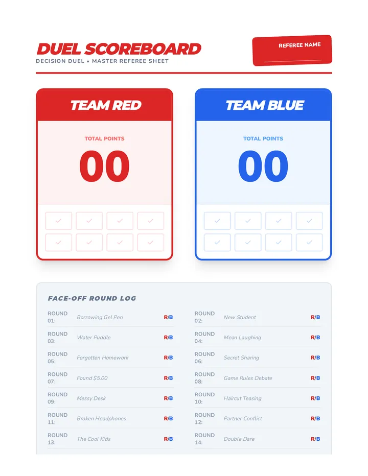 Decision Duel Master Scoreboard