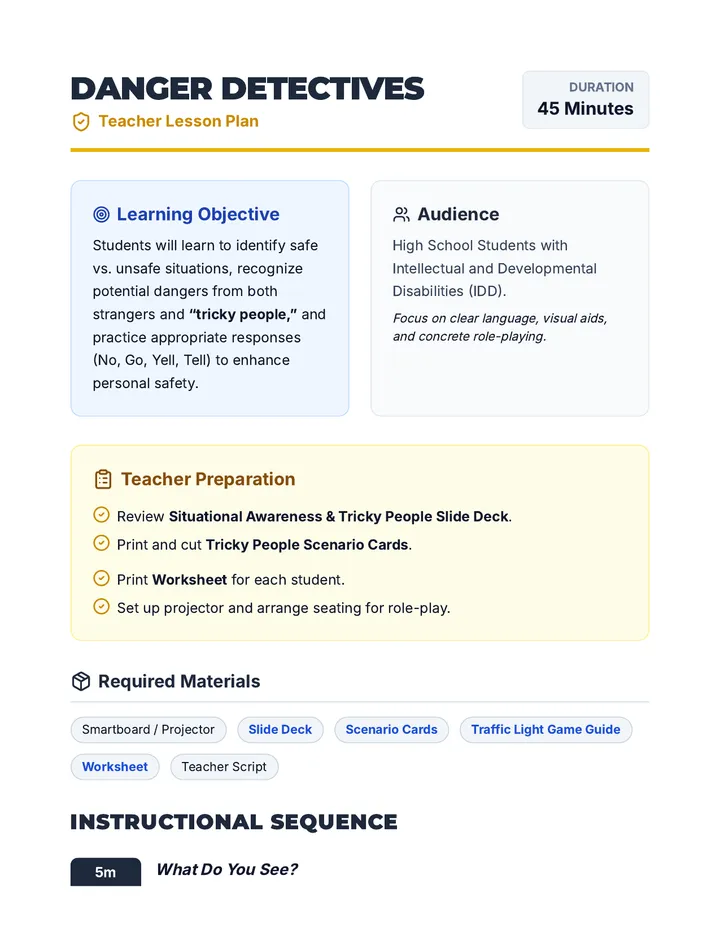 Danger Detectives Lesson Plan