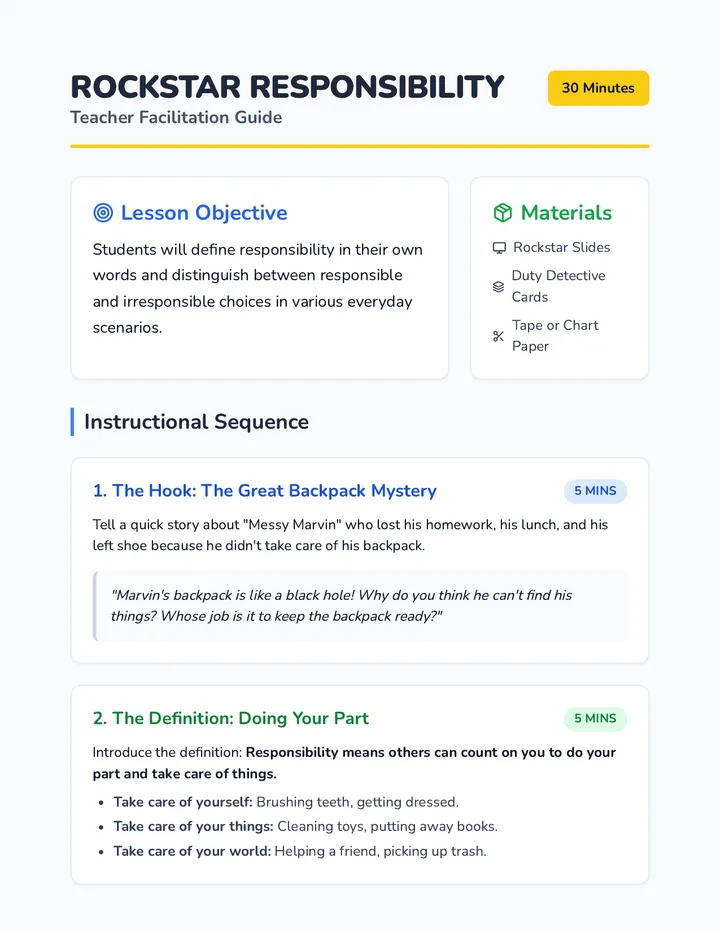 Rockstar Responsibility Teacher Guide
