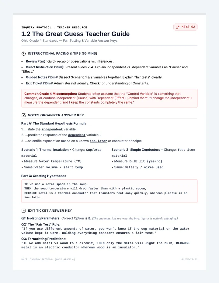 The Great Guess Teacher Guide