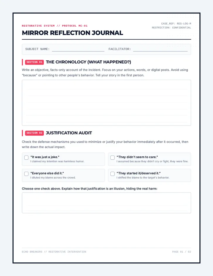 Mirror Restorative Journal page 1