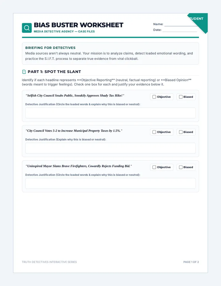 Bias Buster Worksheet