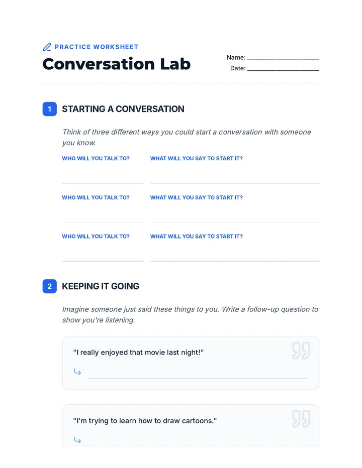 Conversation Practice Worksheet