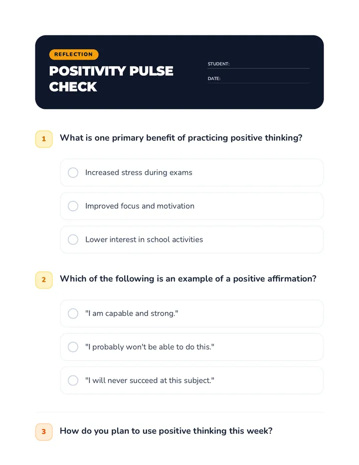 Positivity Reflection Quiz
